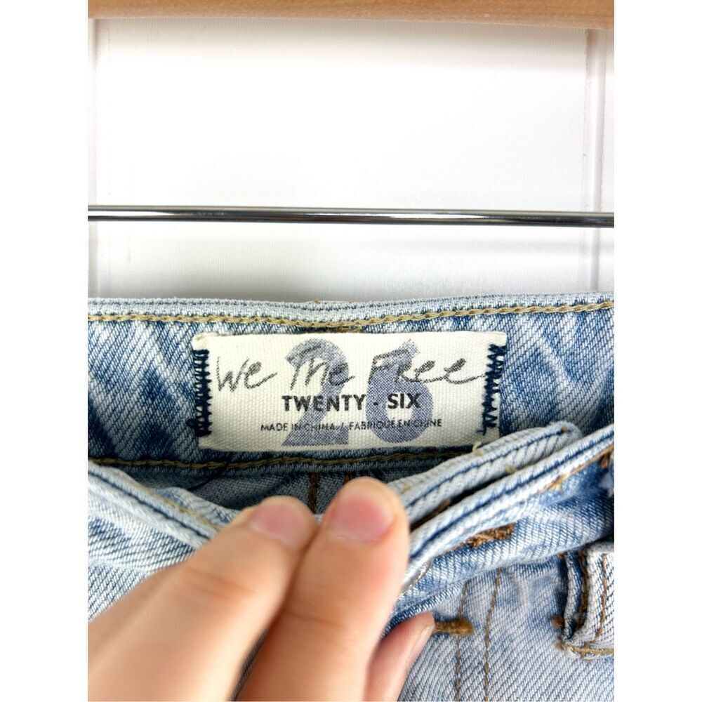 Free People X We the Free Montauk Button Fly Mini Distressed Denim Skirt 26 - Picture 5 of 12